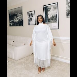 Elegant White Fringe Dress